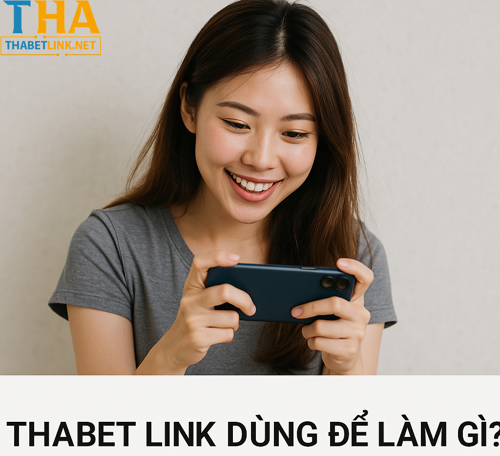 Cô gái cầm điện thoại chơi game online, minh họa cho bài viết về Thabet link và truy cập nhà cái nhanh ổn định.